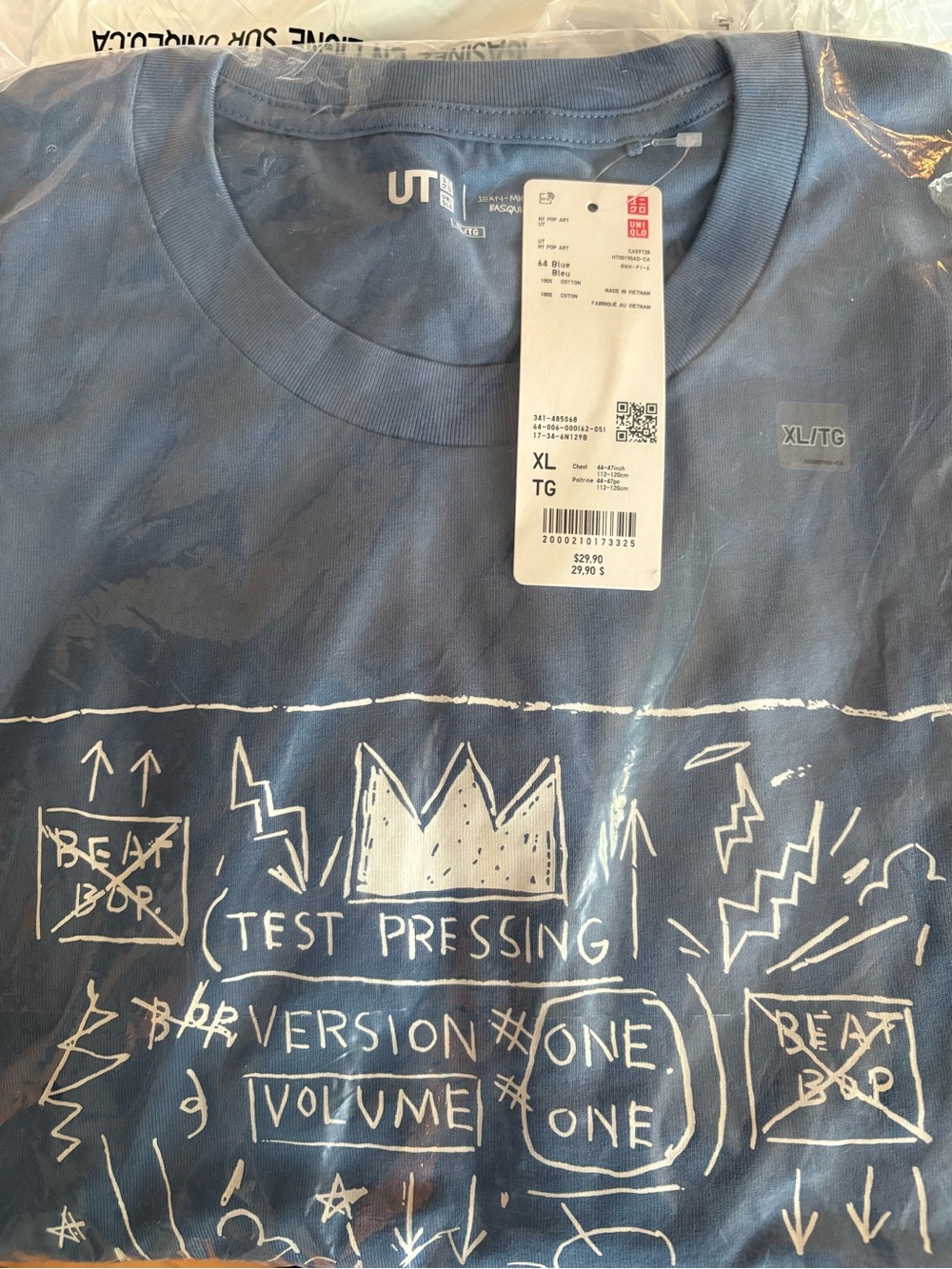 UNIQLO UT Graphic Tee Basquiat in Navy with White Print